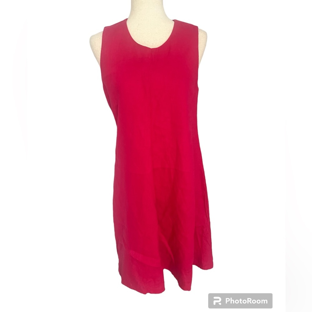 Philosophy Hot Pink Sleeveless sheath fit and flare Linen Dress size Small
